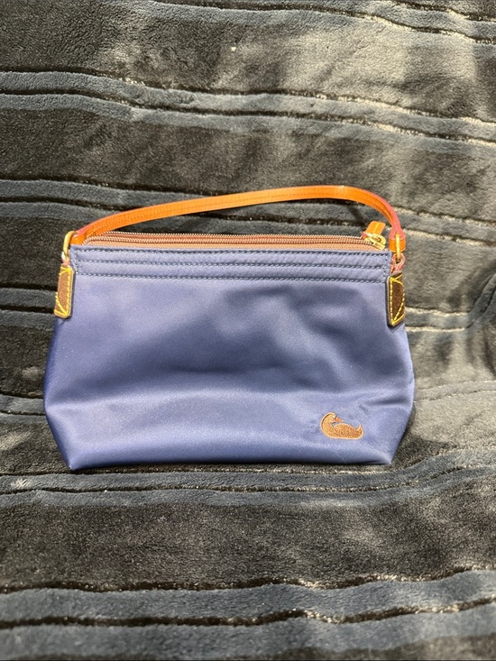 Dooney & Bourke Handbags - Dooney & Bourke Navy Nylon Shoulder Bag with Brown Leather Trim